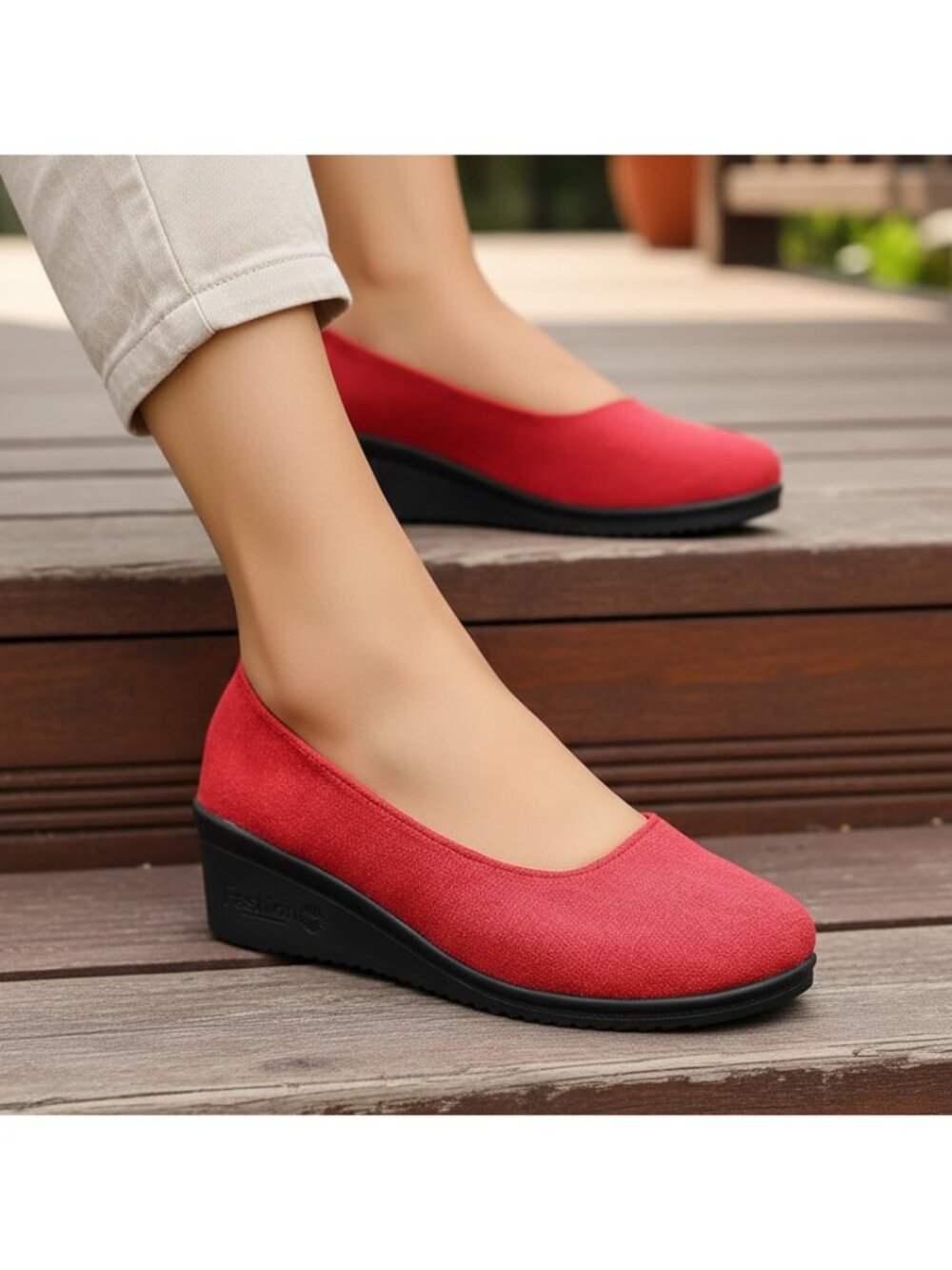 Soft Round Toe Ballet Shoes Classic Low Wedge Flats Minimalist Slip-On Shoes